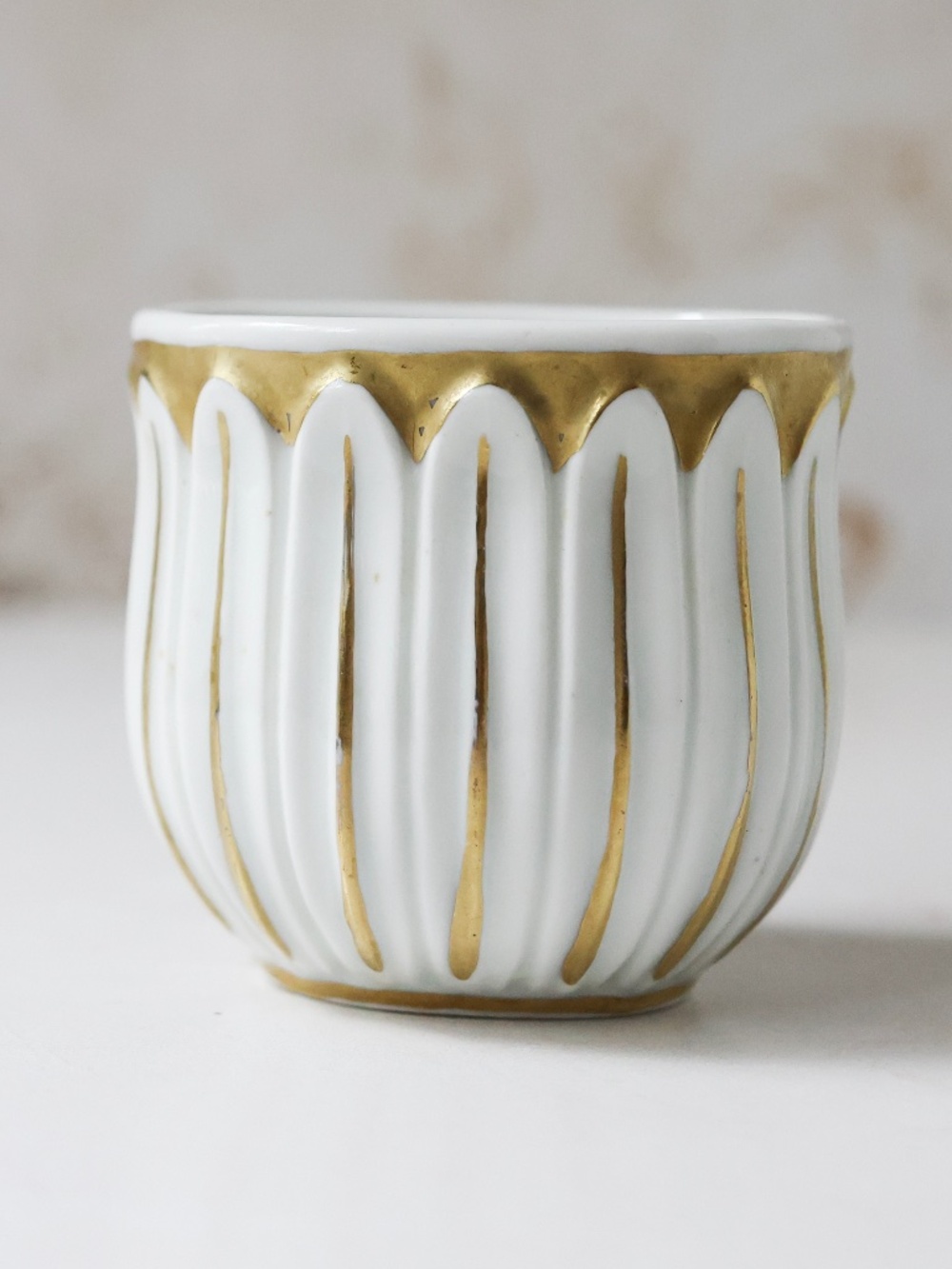 Spain Goodfriend Porcelain white gold cup planter bowl 2 5/8" tall